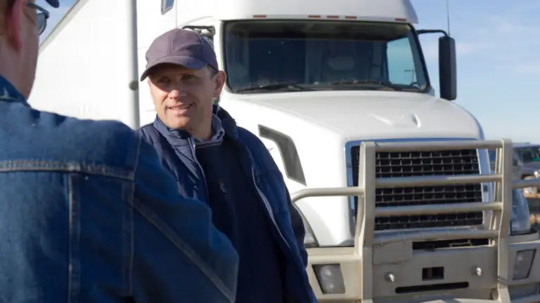 Trucker talking to a partner