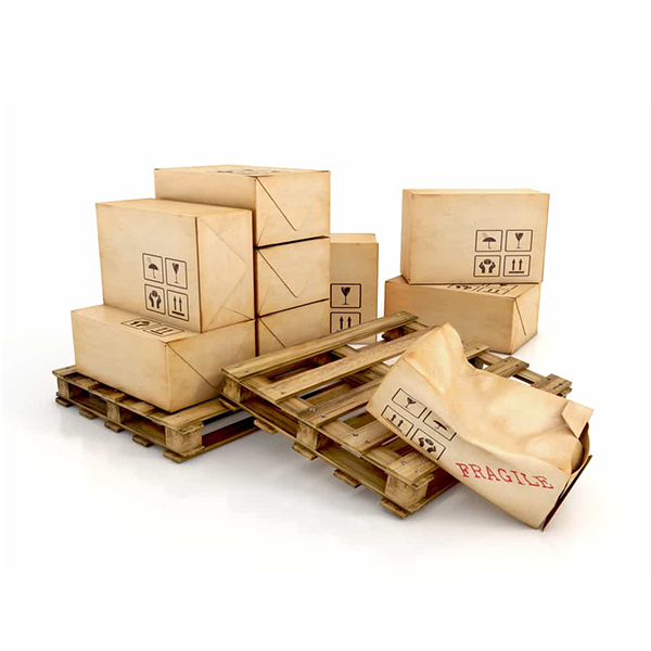 A crushed fragile box displaying cargo damage