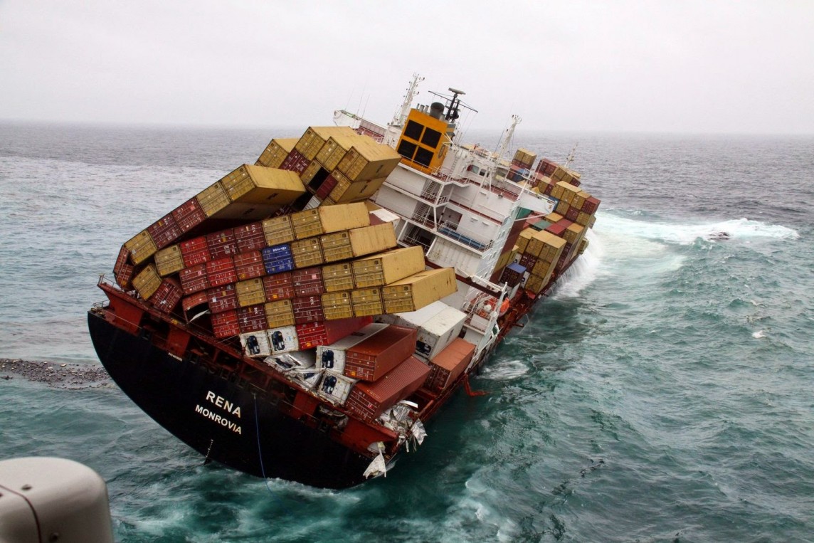 Cargo Ship Tipping over
