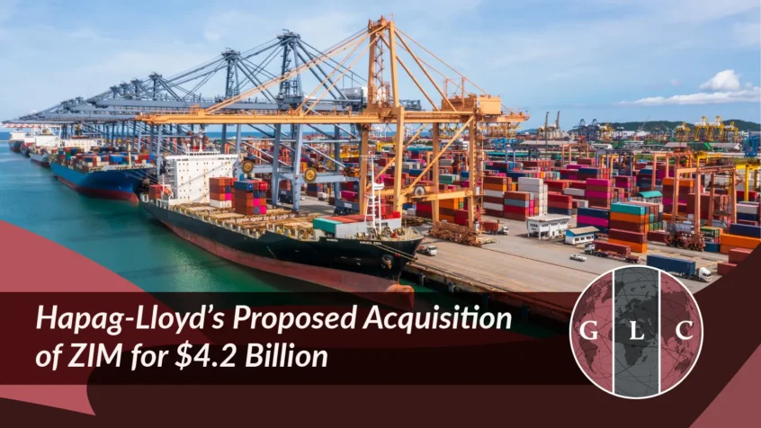 Container shipping port operations, illustrating carrier network changes and ocean freight flows