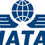 International Air Transport Association (IATA) Logo Blue IATA logo featuring a globe with wings above the letters IATA.